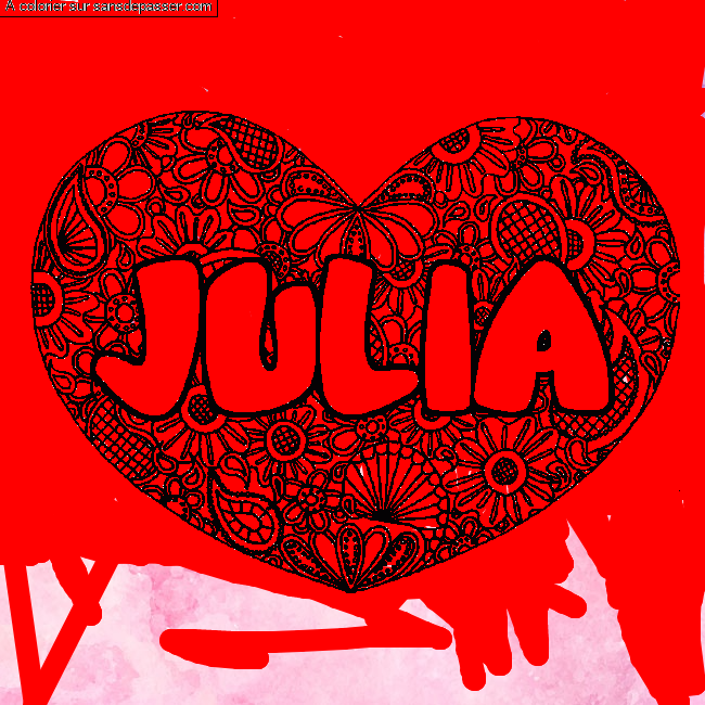 Coloriage Coloriage pr&eacute;nom JULIA - d&eacute;cor Mandala coeur par ines