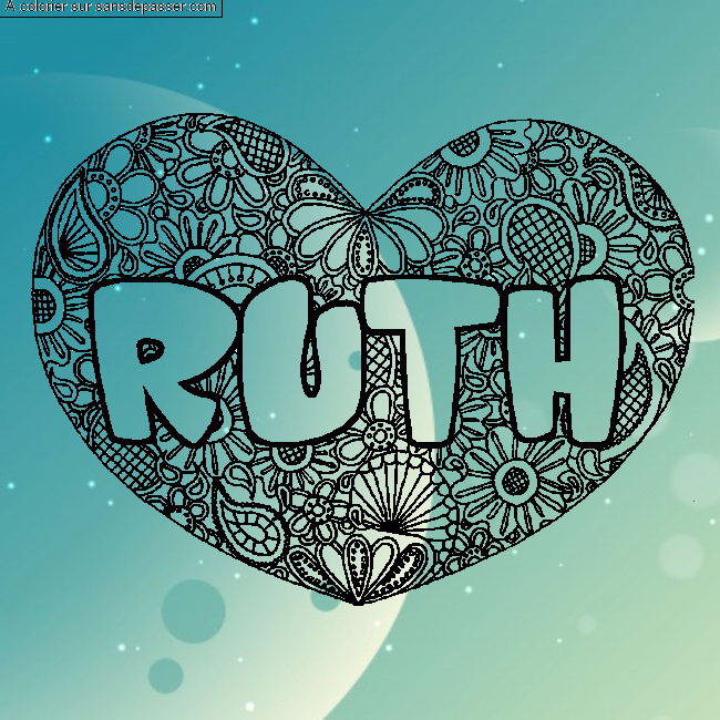 Coloriage Coloriage pr&eacute;nom RUTH - d&eacute;cor Mandala coeur par un invit&eacute;
