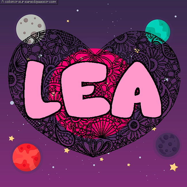Coloriage Coloriage pr&eacute;nom LEA - d&eacute;cor Mandala coeur par un invit&eacute;