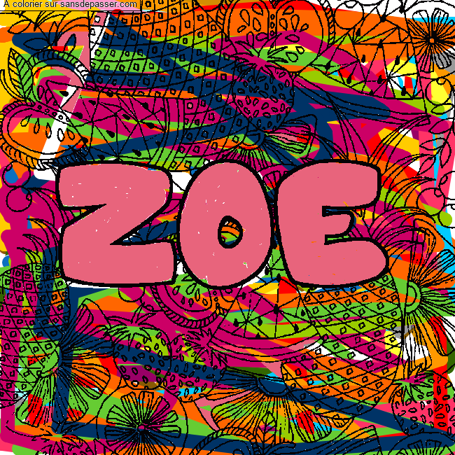 Coloriage Coloriage pr&eacute;nom ZOE - d&eacute;cor Mandala fruits par un invité