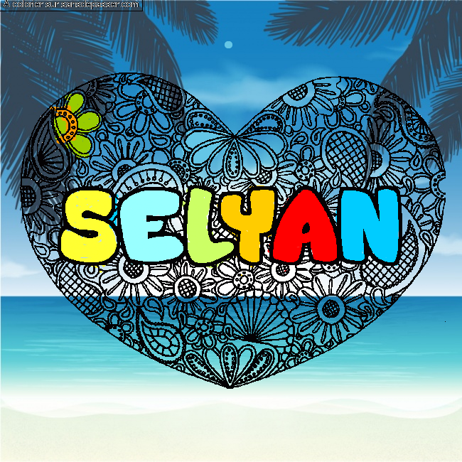Coloriage Coloriage pr&eacute;nom SELYAN - d&eacute;cor Mandala coeur par un invit&eacute;