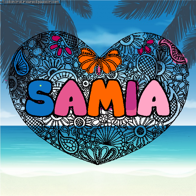Coloriage SAMIA - d&eacute;cor Mandala coeur
