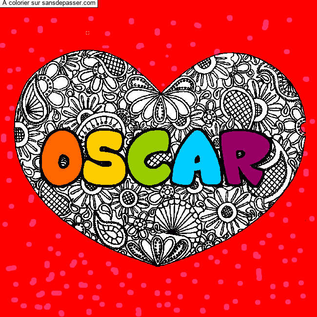 Coloriage Coloriage pr&eacute;nom OSCAR - d&eacute;cor Mandala coeur par un invit&eacute;
