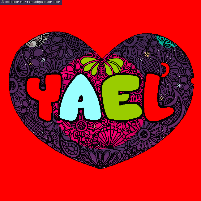 Coloriage Coloriage pr&eacute;nom YAEL - d&eacute;cor Mandala coeur par un invit&eacute;