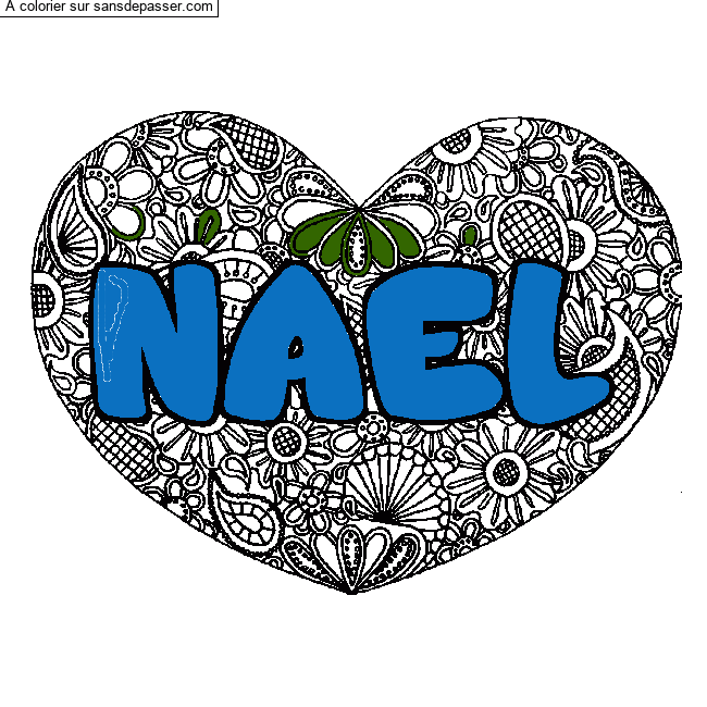 Coloriage NAEL - d&eacute;cor Mandala coeur