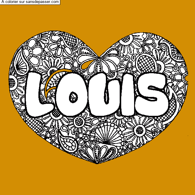 Coloriage Coloriage pr&eacute;nom LOUIS - d&eacute;cor Mandala coeur par Louxi77