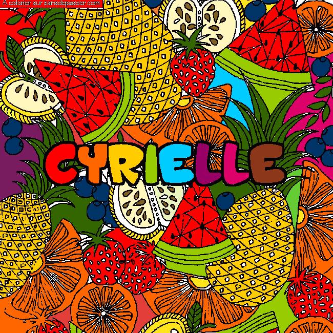 Coloriage Coloriage pr&eacute;nom CYRIELLE - d&eacute;cor Mandala fruits par Cyrielle 34