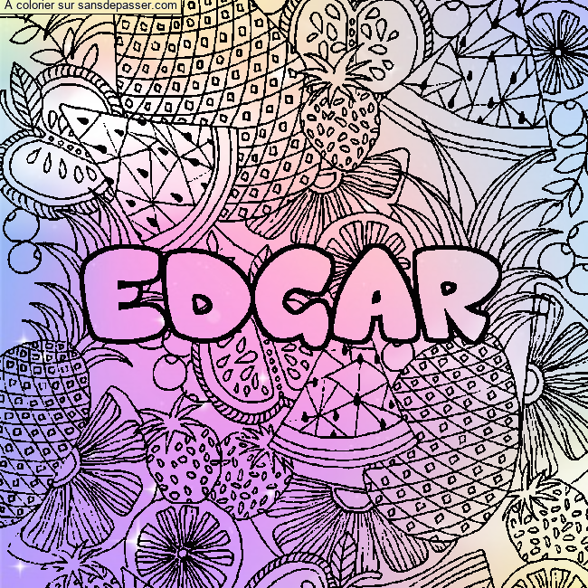 Coloriage Coloriage pr&eacute;nom EDGAR - d&eacute;cor Mandala fruits par Gagar21