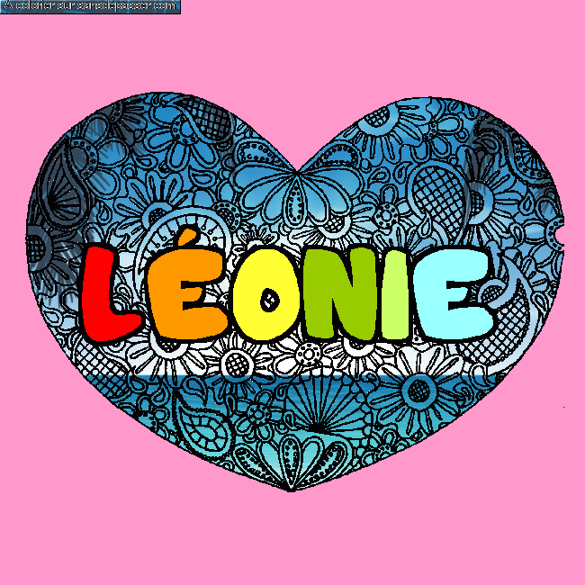 Coloriage Coloriage pr&eacute;nom L&Eacute;ONIE - d&eacute;cor Mandala coeur par un invit&eacute;