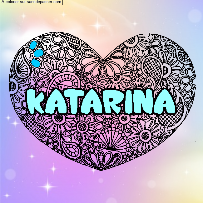 Coloriage Coloriage pr&eacute;nom KATARINA - d&eacute;cor Mandala coeur par un invité