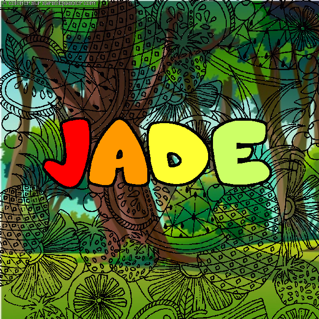 Coloriage Coloriage pr&eacute;nom JADE - d&eacute;cor Mandala fruits par un invit&eacute;