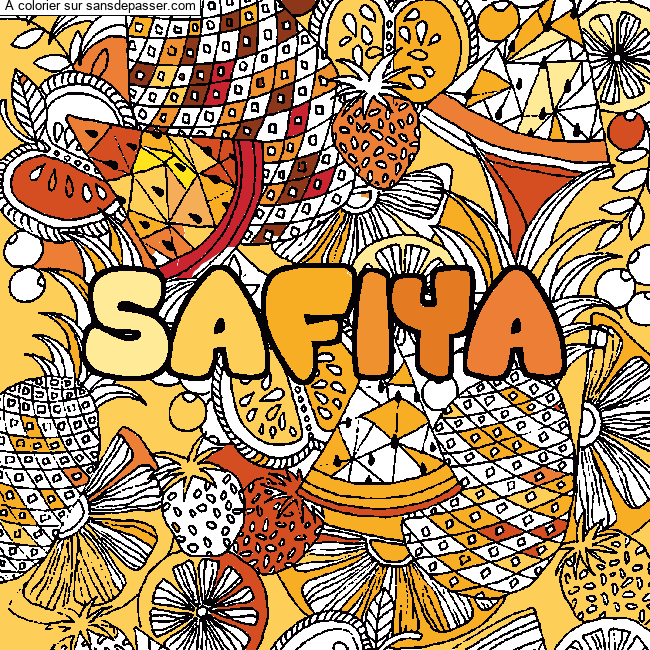 Coloriage Coloriage pr&eacute;nom SAFIYA - d&eacute;cor Mandala fruits par un invit&eacute;