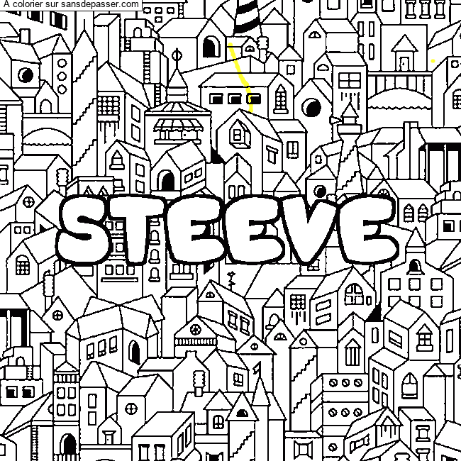 Coloriage prénom STEEVE - décor Ville par un invité