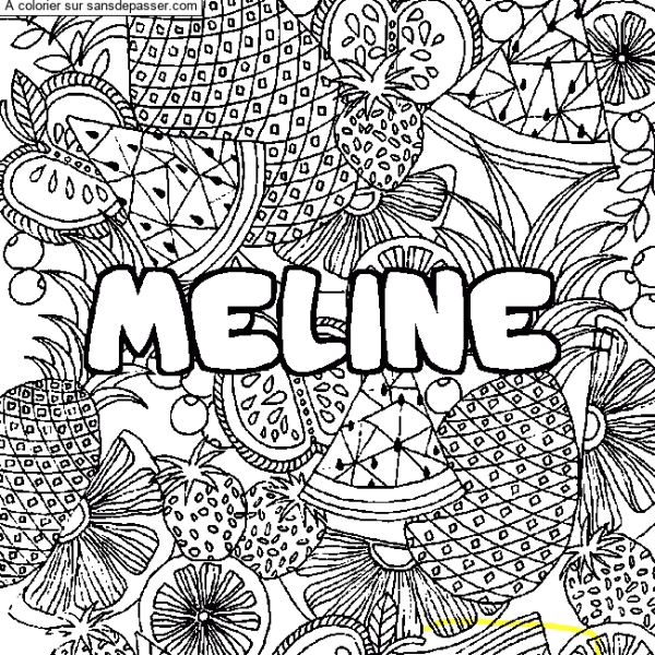 Coloriage Coloriage pr&eacute;nom MELINE - d&eacute;cor Mandala fruits par un invit&eacute;