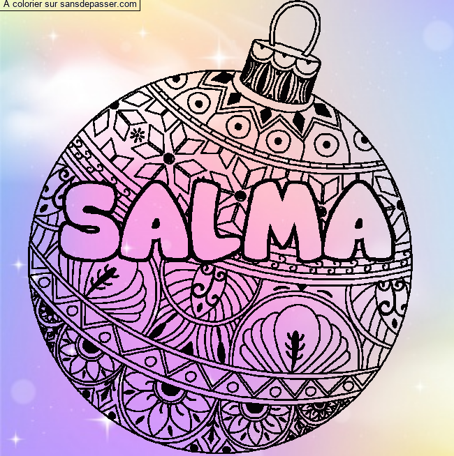 Coloriage Coloriage pr&eacute;nom SALMA - d&eacute;cor Boule de No&euml;l par un invit&eacute;