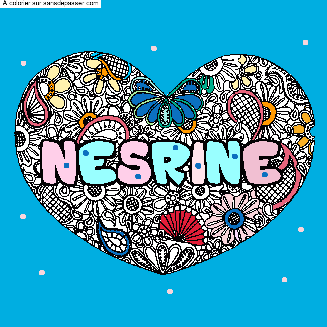 Coloriage NESRINE - d&eacute;cor Mandala coeur