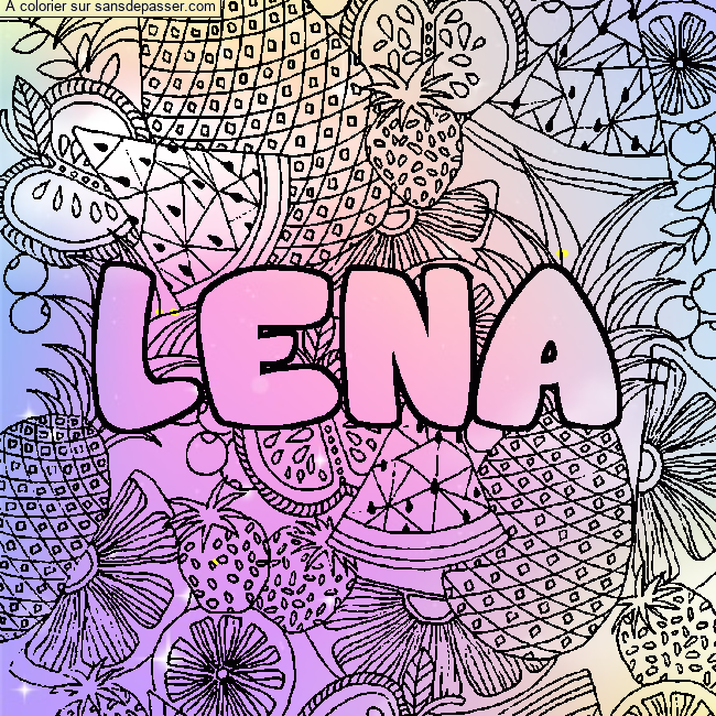 Coloriage prénom LENA - décor Mandala fruits par un invité