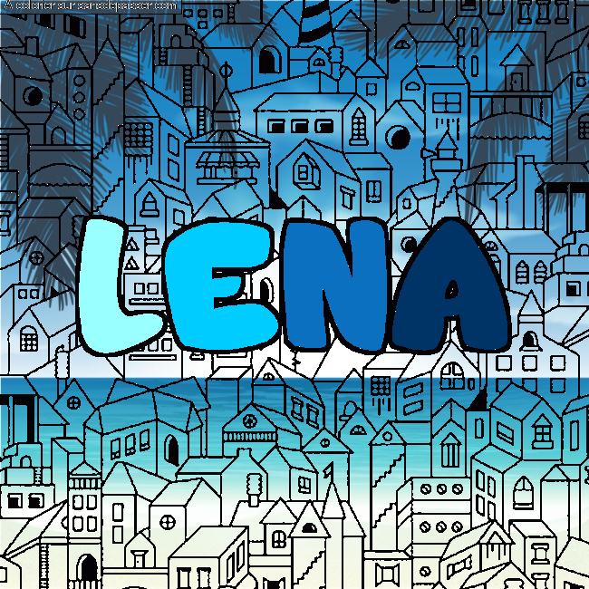 Coloriage prénom LENA - décor Ville par un invité