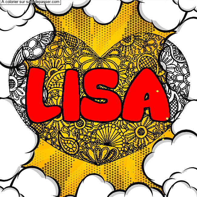 Coloriage prénom LISA - décor Mandala coeur par un invité