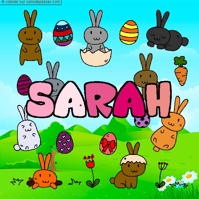 Coloriage Coloriage pr&eacute;nom SARAH - d&eacute;cor Paques par un invit&eacute;
