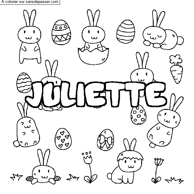 Coloriage Coloriage pr&eacute;nom JULIETTE - d&eacute;cor Paques par un invit&eacute;