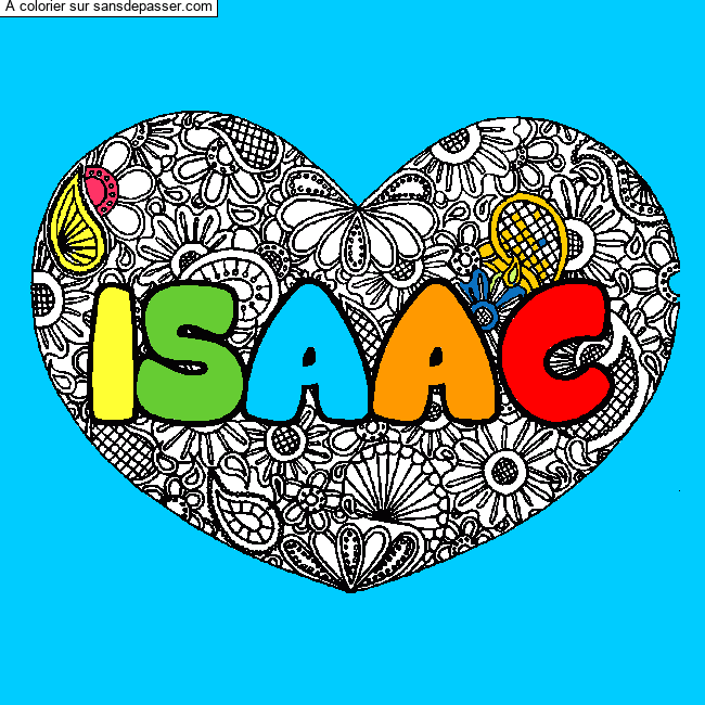 Coloriage Coloriage pr&eacute;nom ISAAC - d&eacute;cor Mandala coeur par totochoco