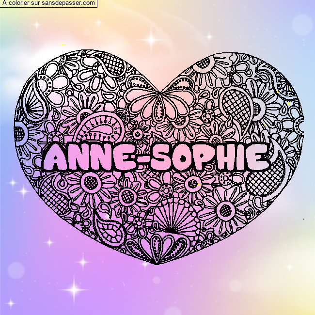 Coloriage ANNE-SOPHIE - d&eacute;cor Mandala coeur