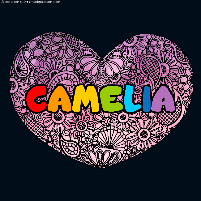 Coloriage Coloriage pr&eacute;nom CAMELIA - d&eacute;cor Mandala coeur par LILA  534 265