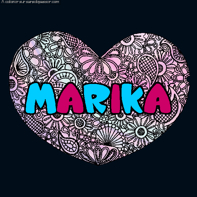 Coloriage Coloriage pr&eacute;nom MARIKA - d&eacute;cor Mandala coeur par un invité
