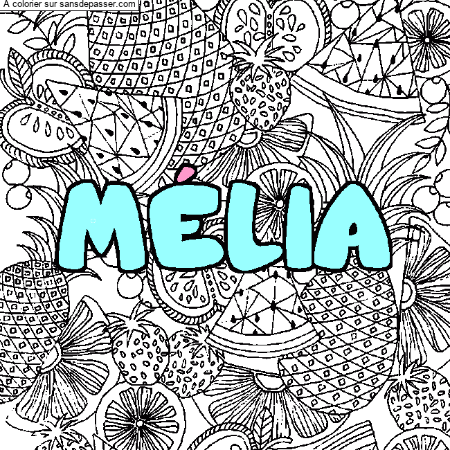 Coloriage M&Eacute;LIA - d&eacute;cor Mandala fruits