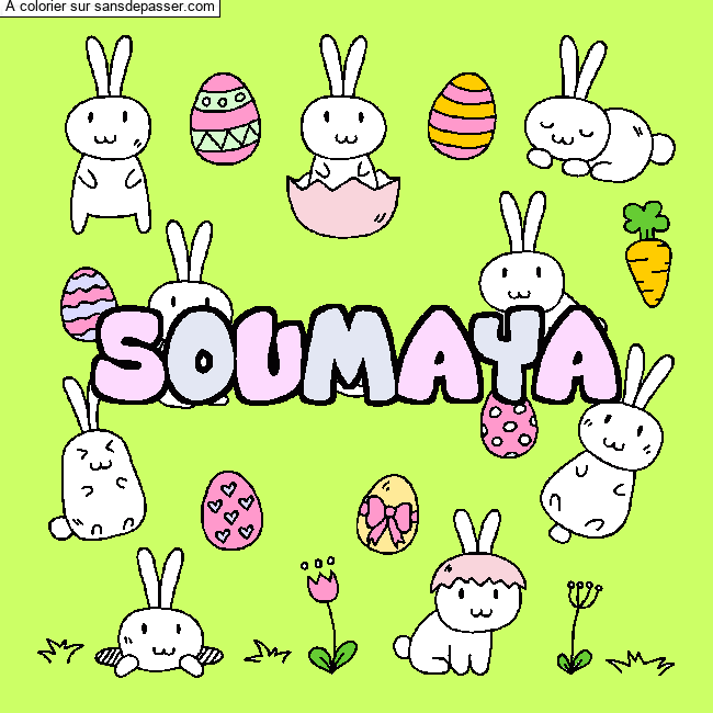 Coloriage prénom SOUMAYA - décor Paques par un invité
