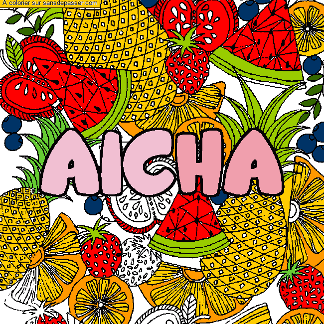 Coloriage AICHA - d&eacute;cor Mandala fruits