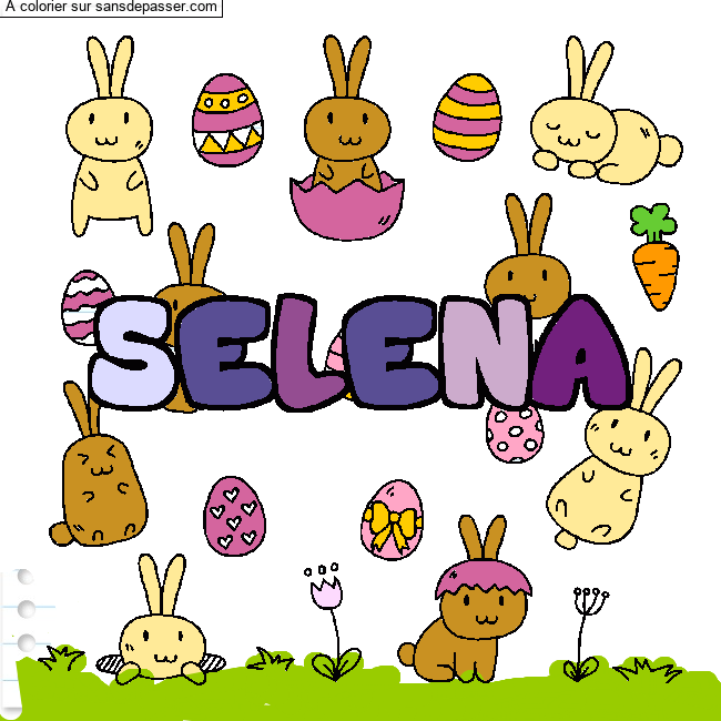 Coloriage Coloriage pr&eacute;nom SELENA - d&eacute;cor Paques par un invit&eacute;