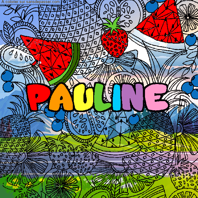 Coloriage Coloriage pr&eacute;nom PAULINE - d&eacute;cor Mandala fruits par un invité