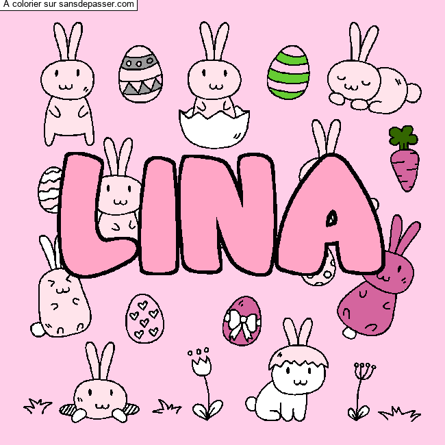 Coloriage prénom LINA - décor Paques par un invité