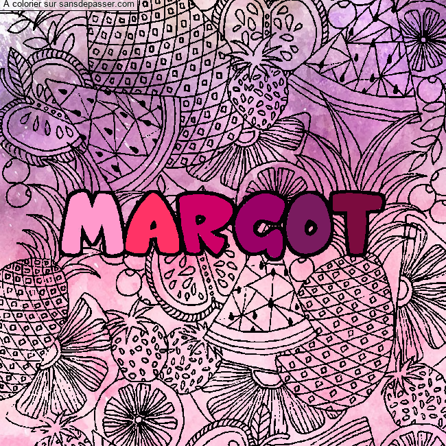 Coloriage Coloriage pr&eacute;nom MARGOT - d&eacute;cor Mandala fruits par un invité