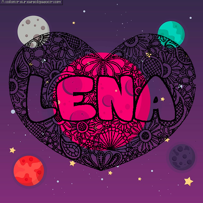 Coloriage prénom LENA - décor Mandala coeur par un invité