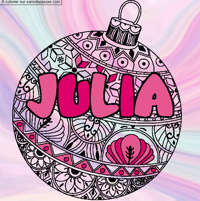 Coloriage Coloriage pr&eacute;nom JULIA - d&eacute;cor Boule de No&euml;l par un invit&eacute;