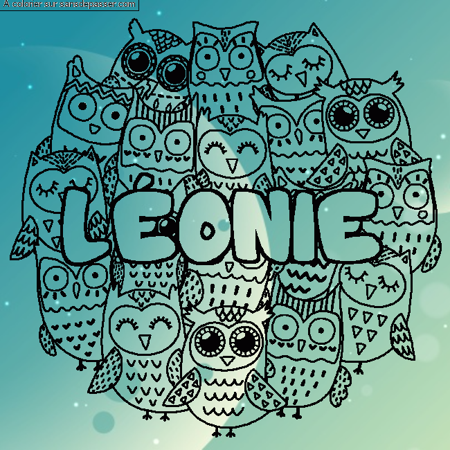 Coloriage Coloriage pr&eacute;nom L&Eacute;ONIE - d&eacute;cor Chouettes par un invit&eacute;