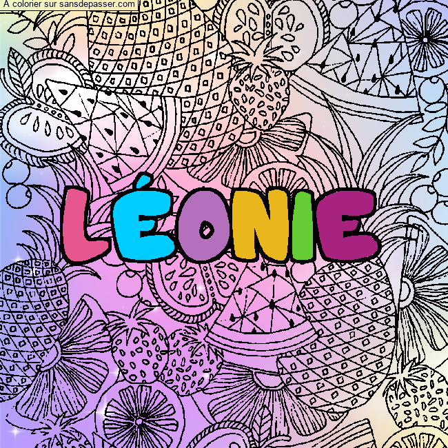 Coloriage Coloriage pr&eacute;nom L&Eacute;ONIE - d&eacute;cor Mandala fruits par un invit&eacute;