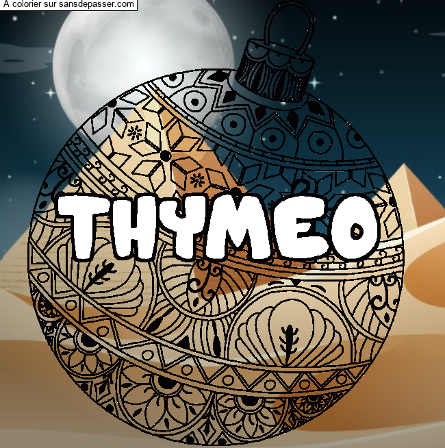 Coloriage prénom THYMÉO - décor Boule de Noël par un invité