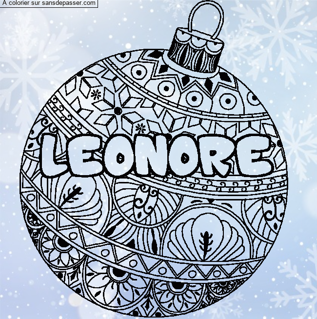 Coloriage prénom LEONORE - décor Boule de Noël par chachou