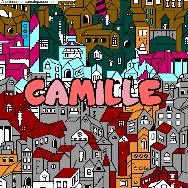 Coloriage prénom CAMILLE - décor Ville par un invité