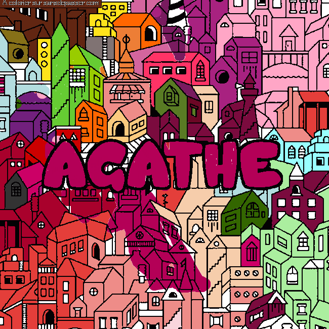 Coloriage Coloriage pr&eacute;nom AGATHE - d&eacute;cor Ville par un invit&eacute;