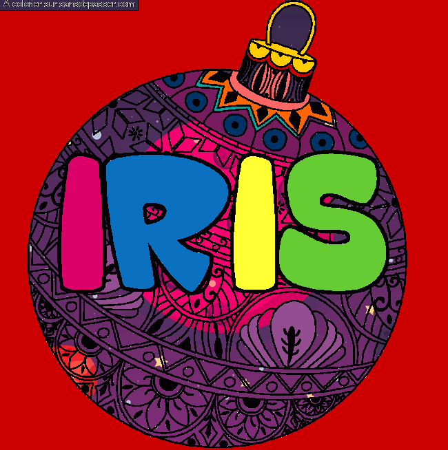Coloriage Coloriage pr&eacute;nom IRIS - d&eacute;cor Boule de No&euml;l par un invit&eacute;