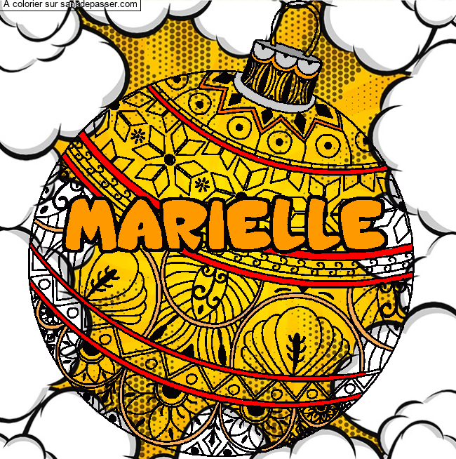 Coloriage Coloriage pr&eacute;nom MARIELLE - d&eacute;cor Boule de No&euml;l par ange