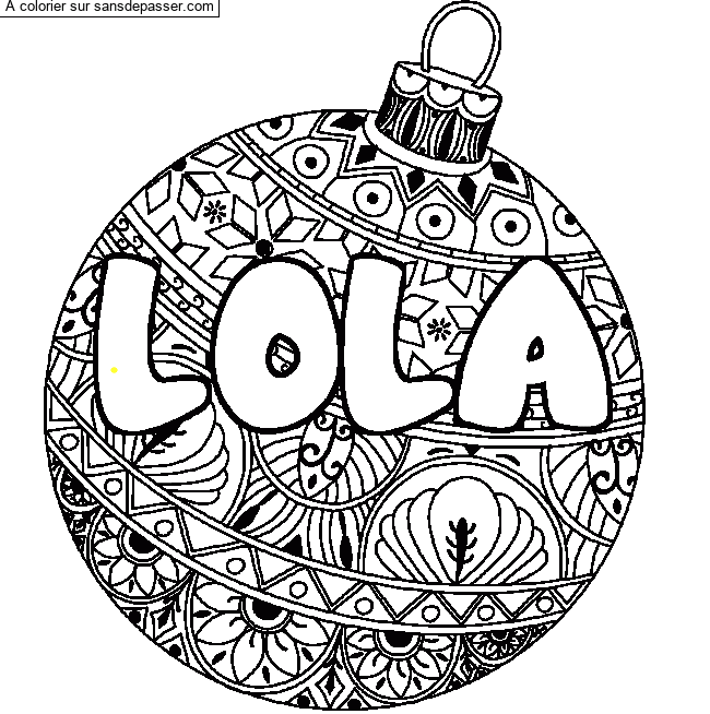 Coloriage prénom LOLA - décor Boule de Noël par un invité