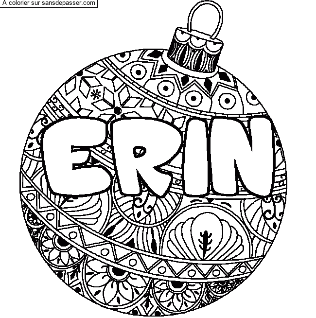Coloriage prénom ERIN - décor Boule de Noël par un invité