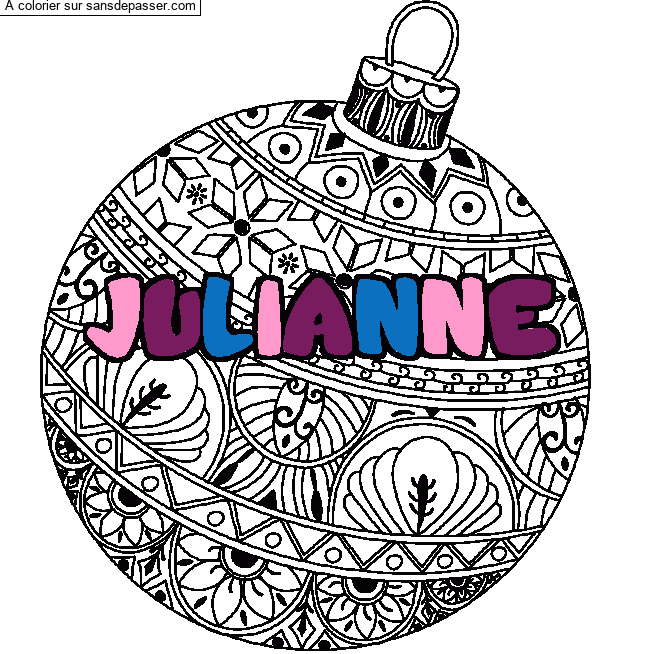 Coloriage Coloriage pr&eacute;nom JULIANNE - d&eacute;cor Boule de No&euml;l par un invit&eacute;