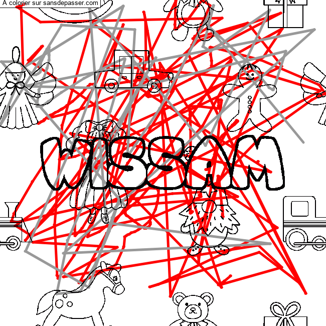 Coloriage Coloriage pr&eacute;nom WISSAM - d&eacute;cor Jouets par un invit&eacute;